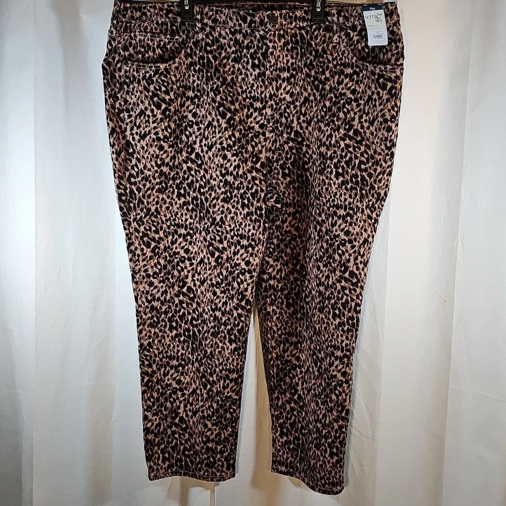 Nwt Terra & Sky 26W Leopard Straight Leg - Picture 5 of 10